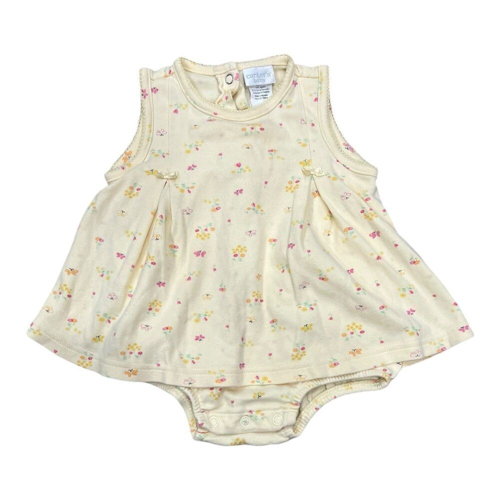 Carter’s Yellow Floral Cotton Onesie Dress 6-9 months